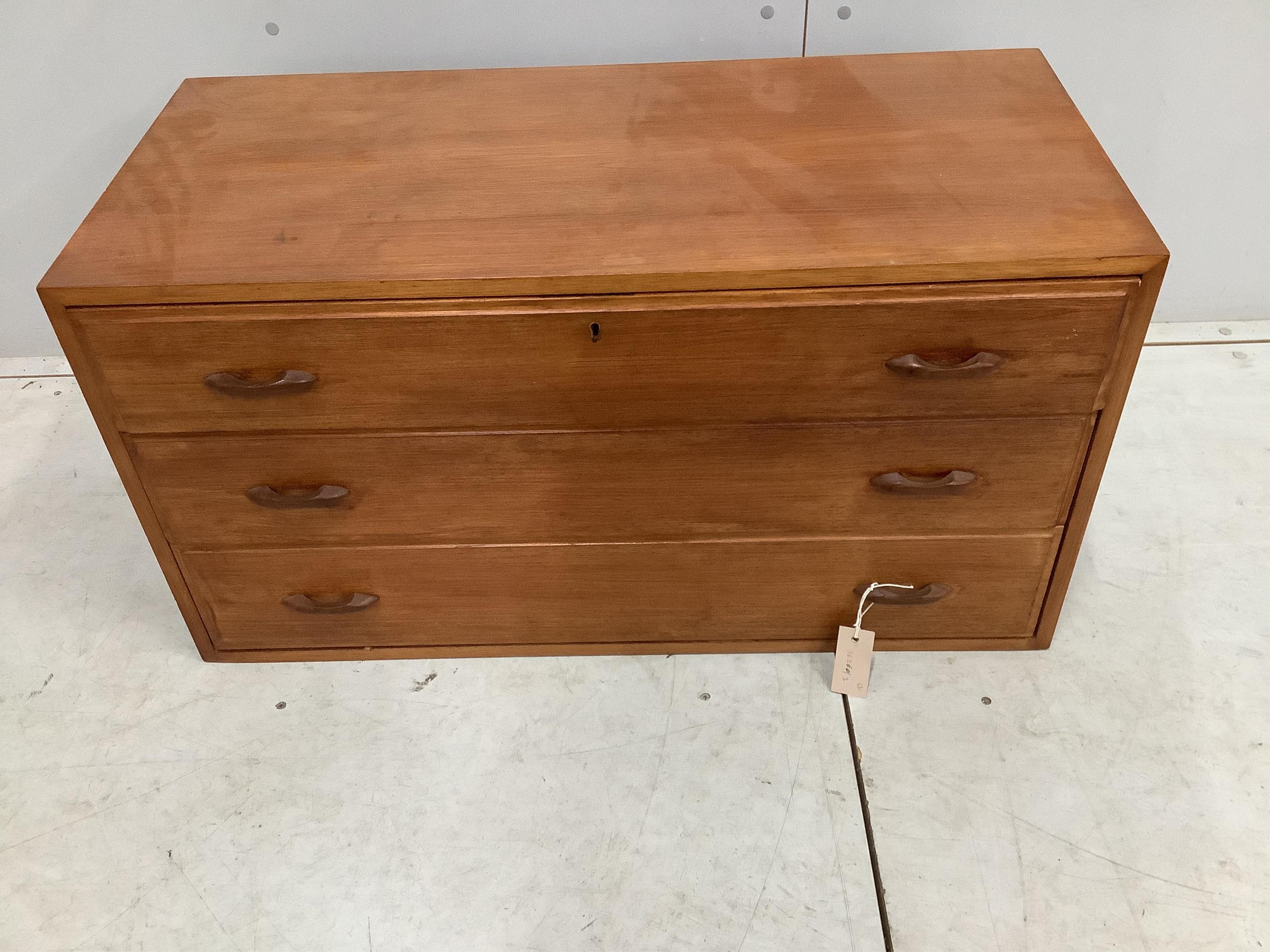 A Ladderax wardrobe, chest of drawers and a drop down bureau. Condition - fair